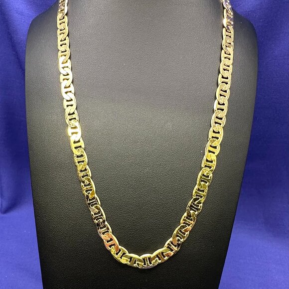 14KGP Mariner Link Chain Necklace Unisex Gold-Plated - Picture 1 of 14